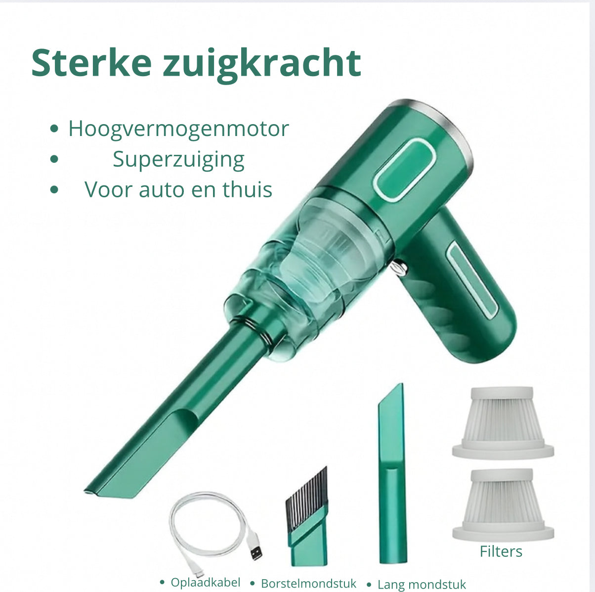 Turboclean pro- draadloze auto&huis mini stofzuiger
