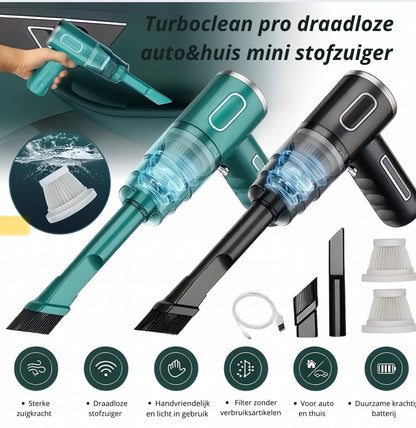 Turboclean pro- draadloze auto&huis mini stofzuiger